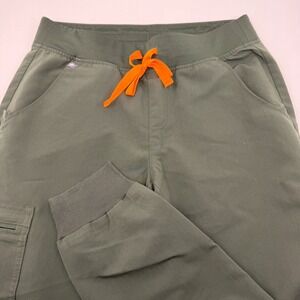 FIGS Zamora Jogger Scrub Pants Olive Green Orange Drawstring W18SW2005P Womens S
